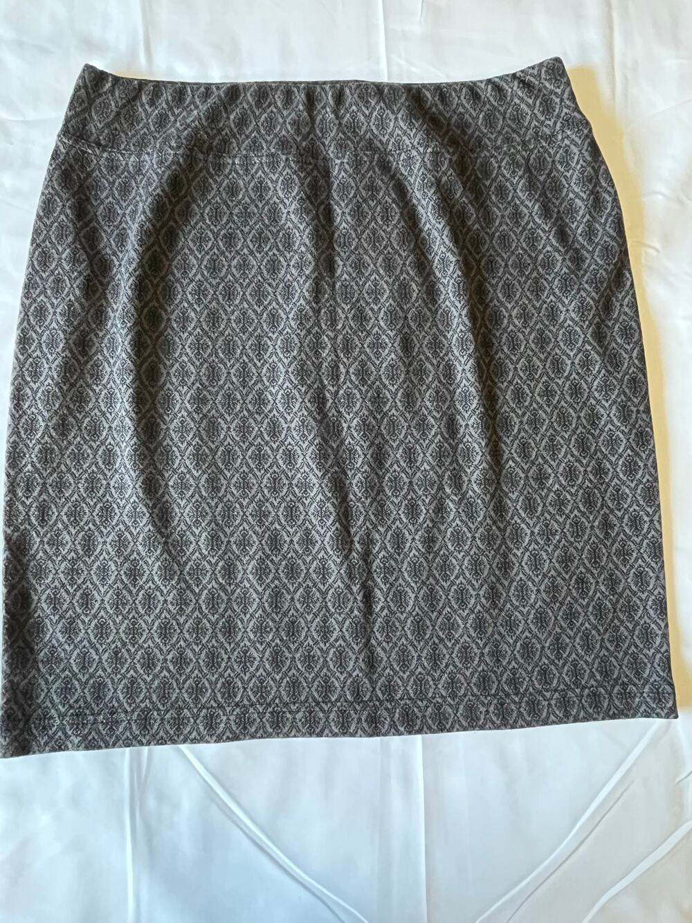 Style & Co Women's Gray Diamond Print Stretch Pencil Skirt Size L Pull-On